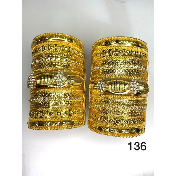 PREMIUM SEPASANG GELANG TABUNG BIG BESAR DUBAI LAPIS EMAS BAJU ADAT MAKASSAR BAJU BODO BUGIS BOLLYWO