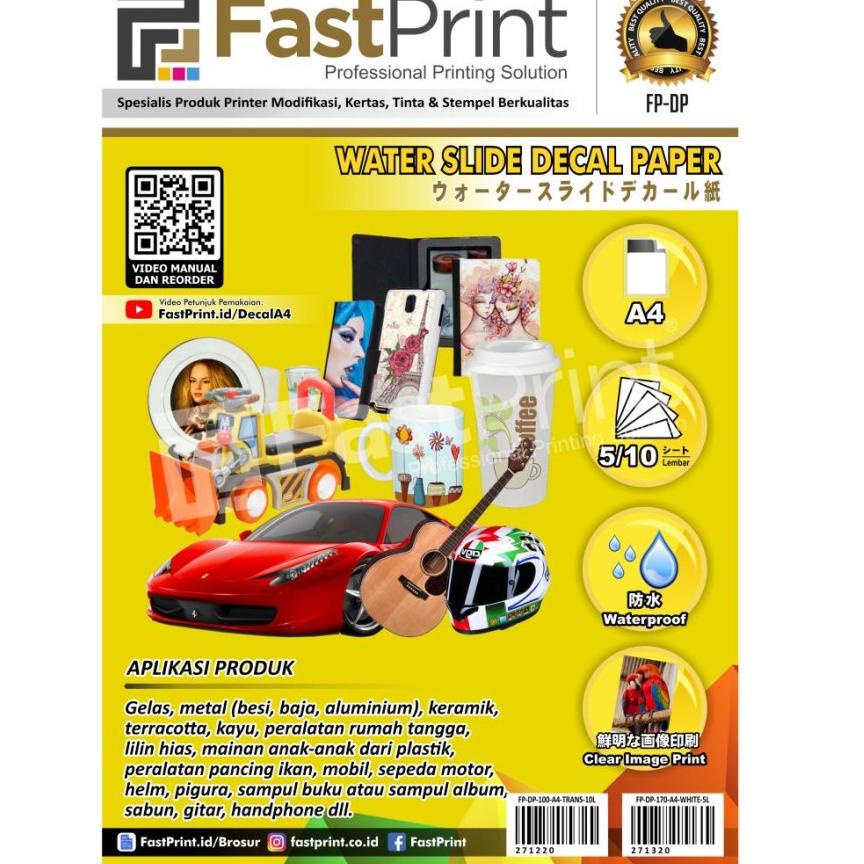

[B-B1B][☎] Kertas Water Slide Decal Paper Ukuran A4 100 Gram ( 10 lembar) siap dikirim