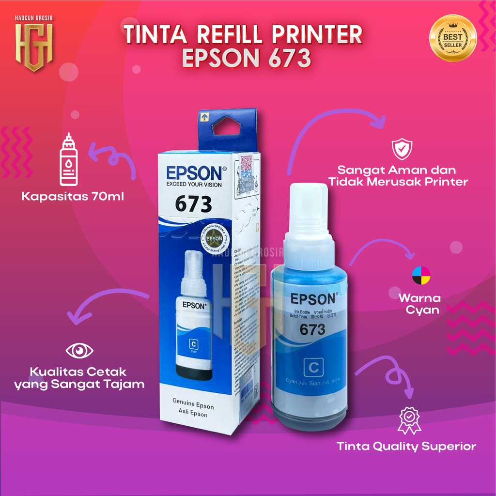 1 SET 6 PCS Tinta Epson 673 Tinta Printer L800 L805 L810 L1800