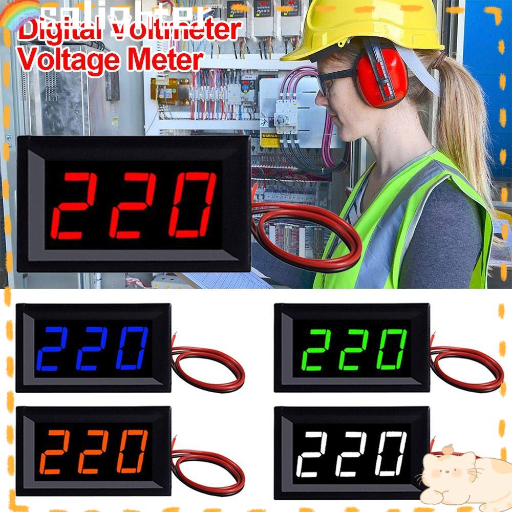 Solighter Voltmeter Digital Voltmeter Pengukur Tegangan Merah Hijau Biru Display LED 2kabel AC 70-500V