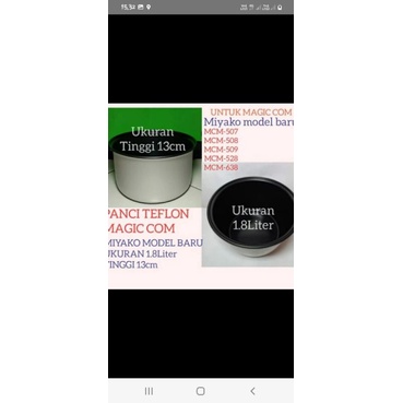Panci Teflon Magic Com Magiccom Miyako 0.6 1.2 1.8 liter Asli