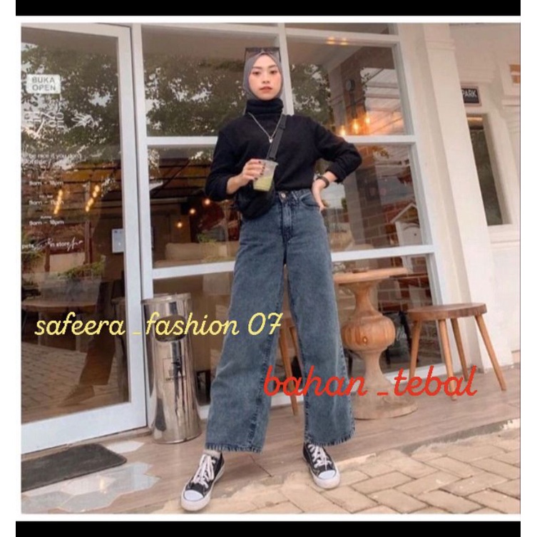 KULOT RAWIS JEANS BLACK SNOW + BLUE SNOW PULL&BEAR