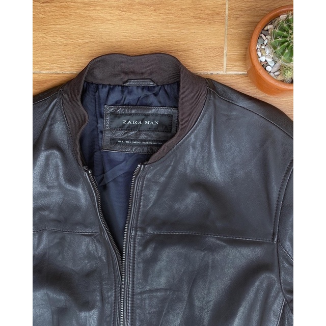 ZARA MAN Jaket kulit bomber pl bekas preloved second