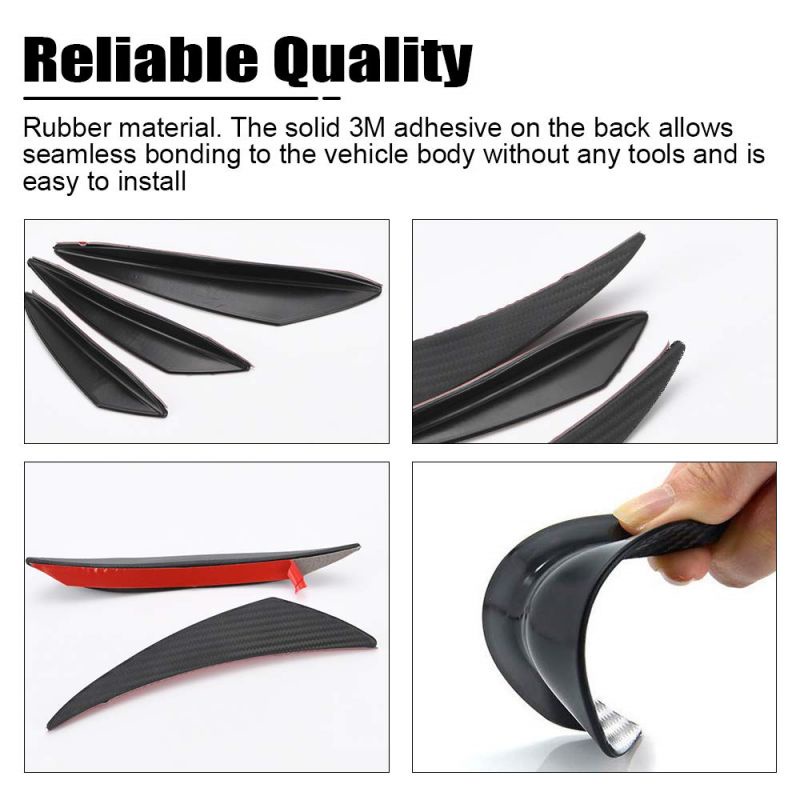 6pcs Sirip Spoiler Bumper Depan Mobil Universal Stiker Strip Carbon Fiber Pelindung Bumper Mobil Anti Gores