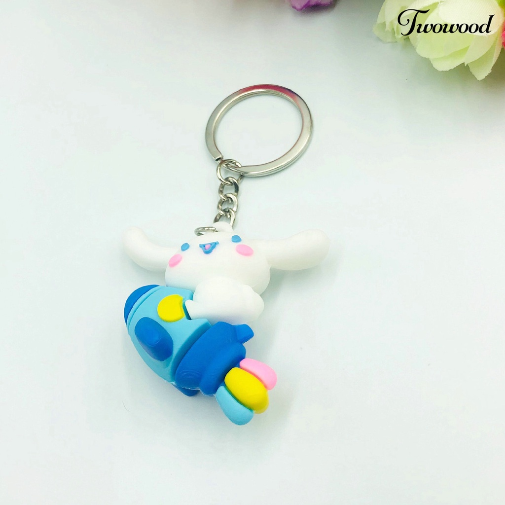 Twowood Rabbit Gantungan Kunci Serbaguna Bentuk Kartun Hewan Tiga Dimensi Realistis Look Hias Hadiah 3D Bunny Key Ring Pendant Wanita Pria Perhiasan Untuk Handbag