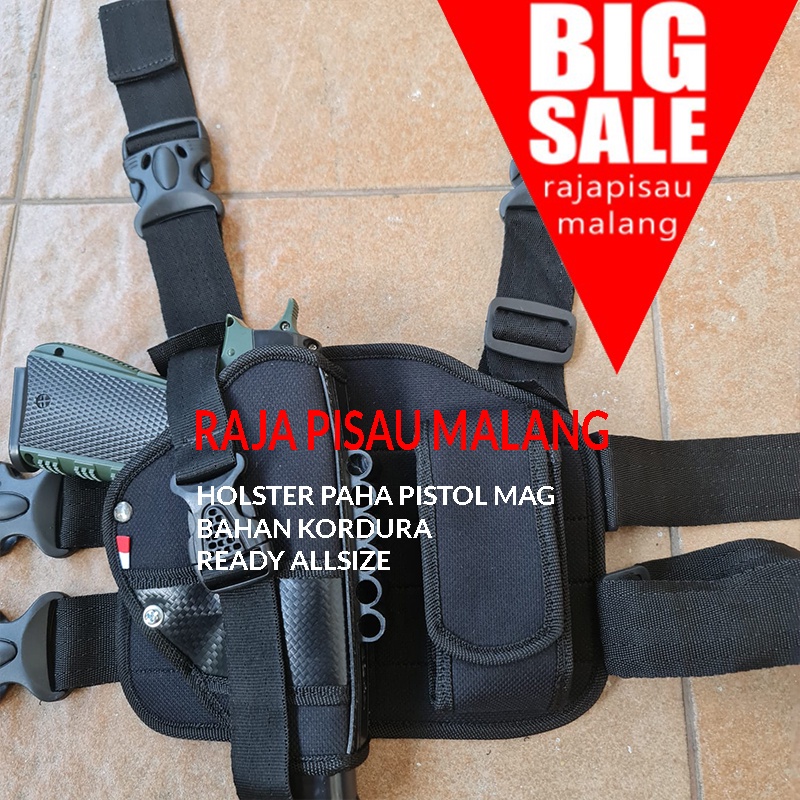 Holster Paha Kanan / Kiri Holder Pistol Taktis Militer Adjustable BAHAN KANVAS