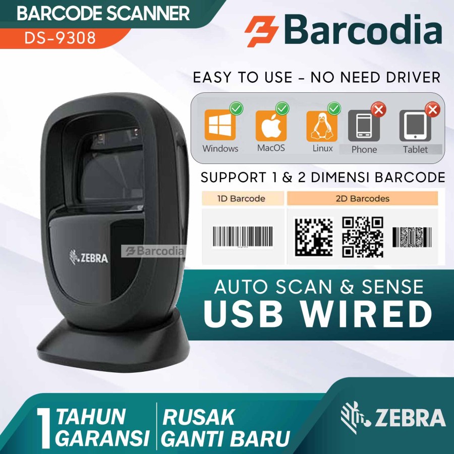 SCANNER ZEBRA DS9308 / DS-9308 Scan Barcode 2D QR Code PDF417 Efaktur