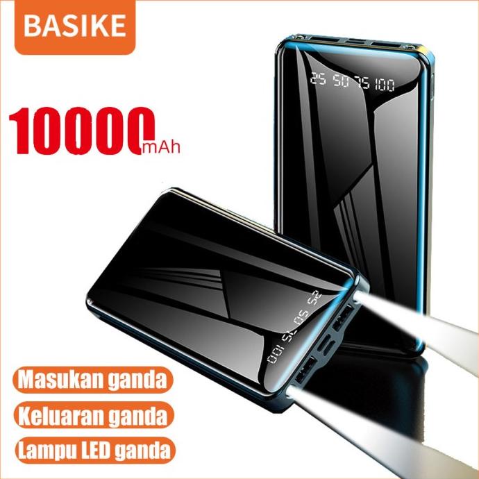 Powerbank 10000mah BASIKE asli Dengan lampu LED ganda