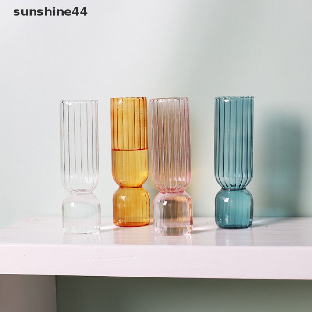 Sunshine Nordic Glass Vase Vas Kaca Kecil Rangkaian Bunga Aksesoris Dekorasi Rumah Ornamen Kaca Ruang Tamu Modern.