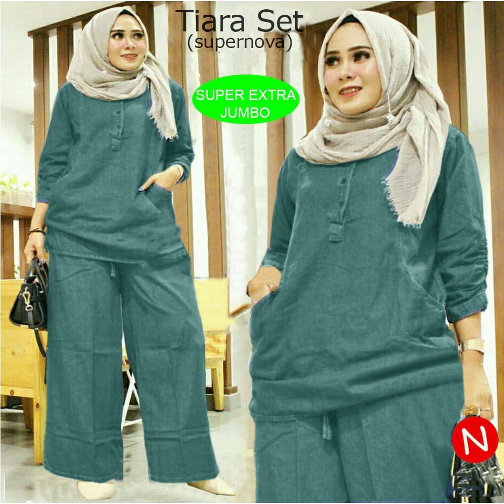 PIK - Setelan Tiara Jumbo L, XL, XXL, XXXL, 4XL/Setelan Wanita Jumbo MUSLIM/ Baju Muslim