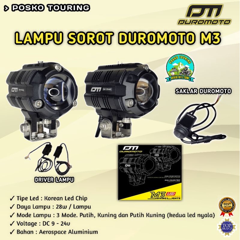 Lampu Duromoto M3 + Saklar Duromoto | Lampu Sorot Foglamp Mobil Motor