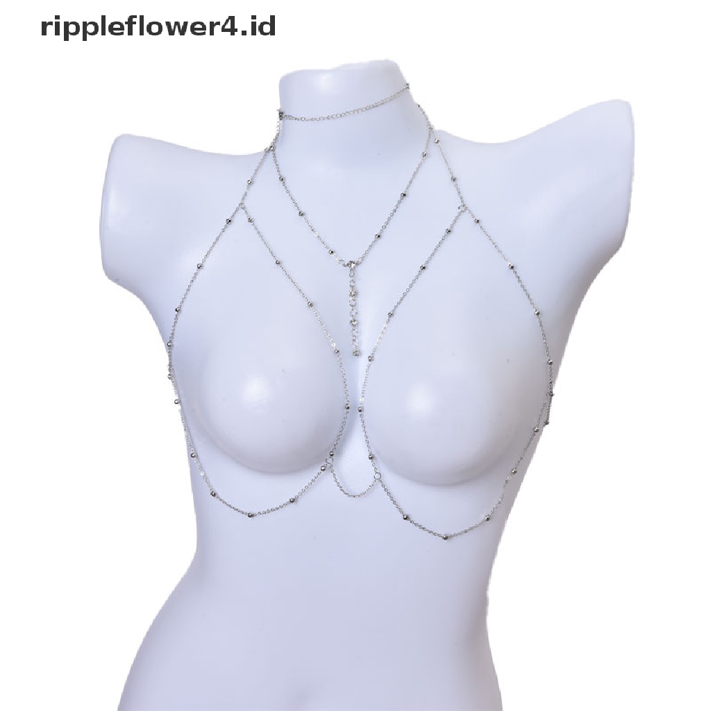 {rippleflower4.id} Metal Ladies Body Chain Sexy Style Hollow Bikini Wanita Rantai Dada Rantai Tubuh~