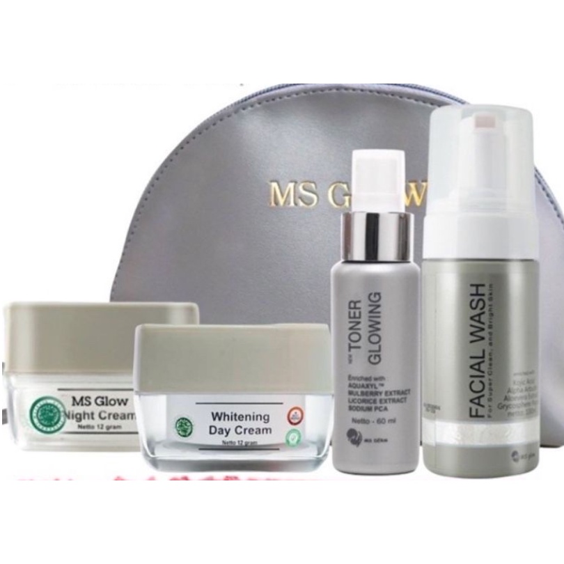 MS GLOW PAKET WAJAH FREE POUCH / TOTEBAG ( BERKODE UTUH )