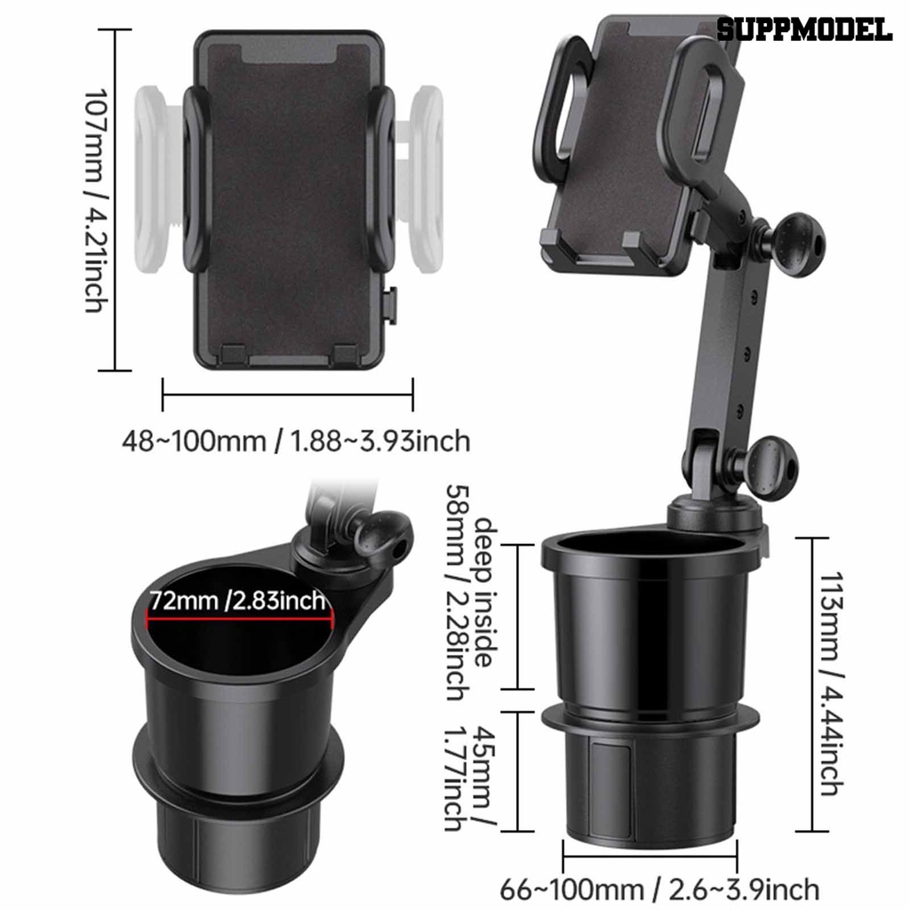 [Dekorasi] Holder Telepon Mobil Stabilitas Tinggi Dapat Diputar Kapasitas Beban Kuat Anti Gores Anti-Geser Yang Dapat Dilepas Operasi Satu Tangan 2-in-1 Car Cup Phone Holder Car Supplies
