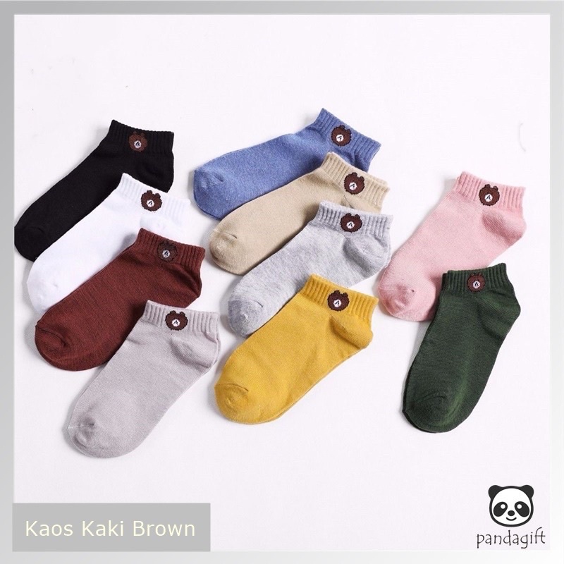 GK-117 Kaos Kaki Mata Kaki Brown Fashion Beruang Unisex Untuk Telapak Pakai Flat Shoes / Kaos Kaki Balet