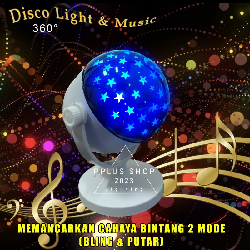 [ Pplus ] Lampu Proyektor Bintang Bulan RGB Protable bluetooth Speaker Musik 2 in 1 - Lampu Proyektor Warna Warni Bintang Bulan Portable Bateria lithium baterai