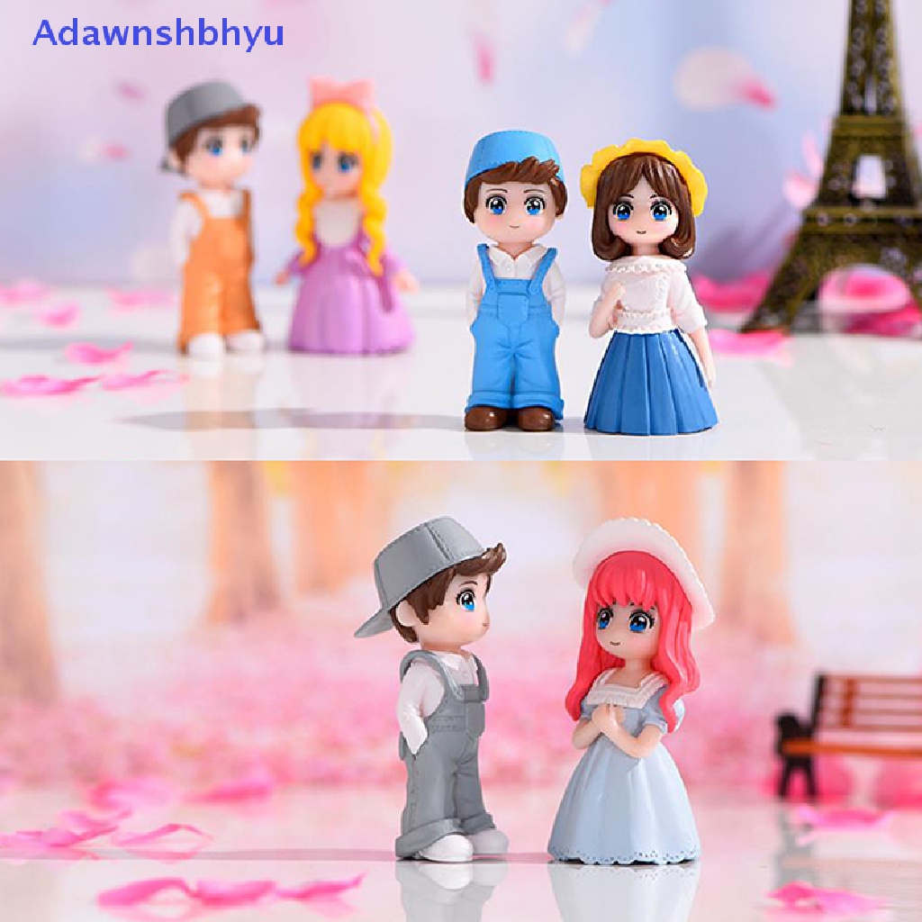 Adhyu 2pcs/set Mini Boy and Girl Lovers Fairy Garden Ornamen Rumah Lanskap Mikro ID