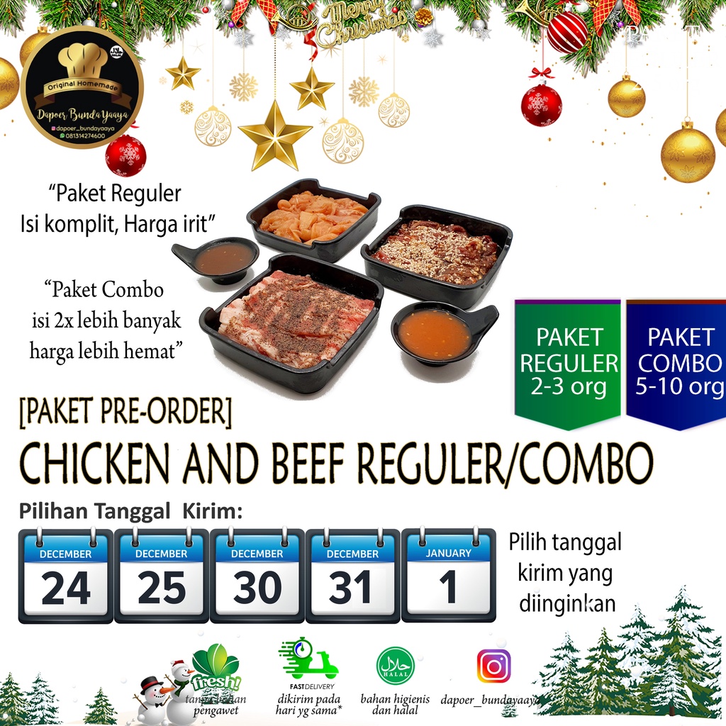 

[PRE ORDER] Paket BBQ / Grill / Yakiniku Chicken and Beef (Frozen Food/Halal)