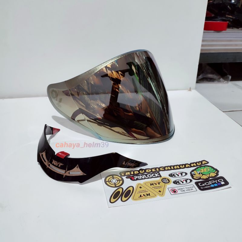 KAca Visor Helm Rainbow / pelangi Helm KYT DJmaru Galaxy INK Centro + spoiler kyt dj maru ink Centro kyt glaxy + stiker VISOR