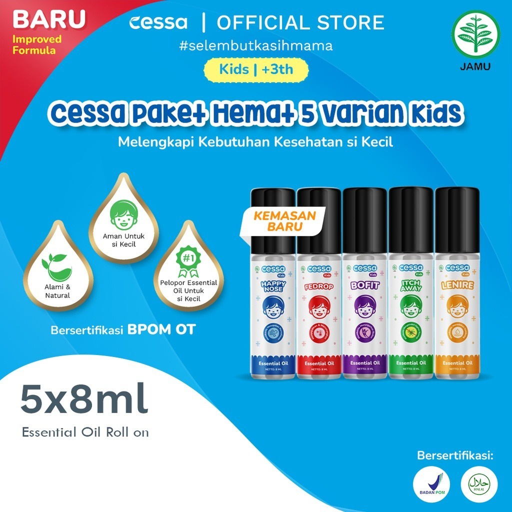 Cessa BAYICessa Baby (0-2 tahun) Fever Drop , Essensial Oil Baby &amp; Kids / cough and flu / fever drop / lenire / bugs away /Cessa Bayi obat essa Baby Natural Essential Oil / Herbal bayi / obat flu bayi / obat batuk Bayi Obat demam Bayi Cessa Baby bayi oil