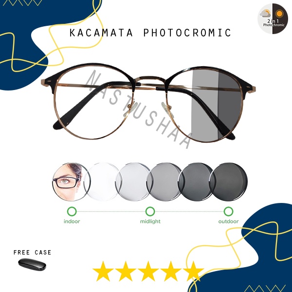 Kacamata Photocromic Korea / Anti UV 2 In 1 Free Hardcase Kacamata Lensa Berubah Warna Untuk Pria Wanita