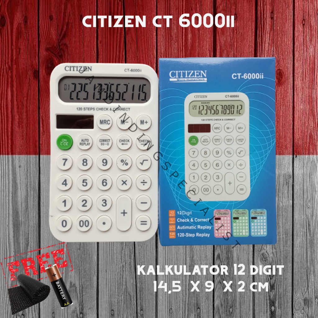 

Kalkulator Mesin Hitung Minimalis Kantor Dagang Sekolah 12 Digit 14,5cm X 9cm CT 6000II