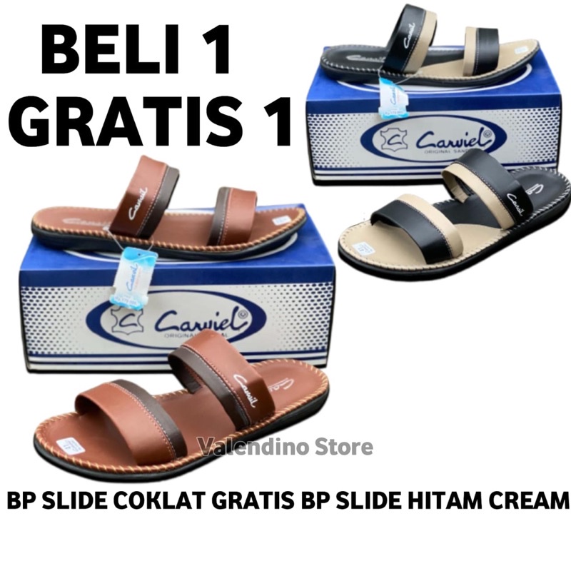 Sandal Slop Selop Pria Beli 1 Gratis 1 Sendal Slide Slip On Terbaru Kulit Cowok Buy 1 Get 1 Free