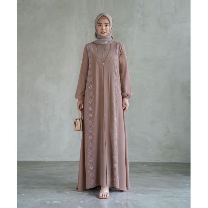 AILEEN SET 2IN1 - Gamis Free Outer Payet Premium Terbaru Ailin Maxy Dress