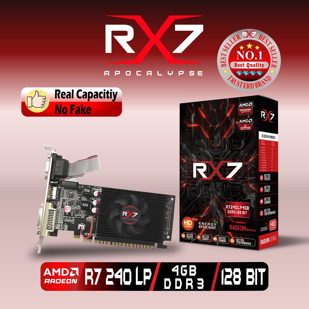 VGA CARD RX7 R7 240 LP 4GB DDR3 128 BIT REAL CAPACITY RESMI