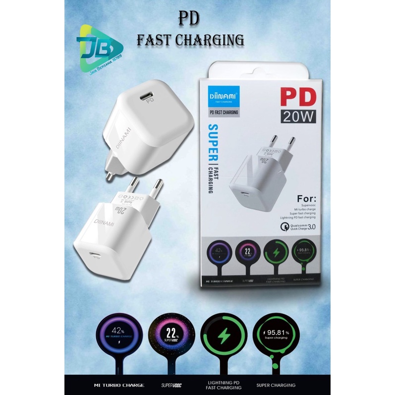 DIINAMI P8 Adaptor BATOK Charger CASHAN Power Nano 20 Batok Fast Charging 20W 3A Type-C (PD) Multi Protection JB6486