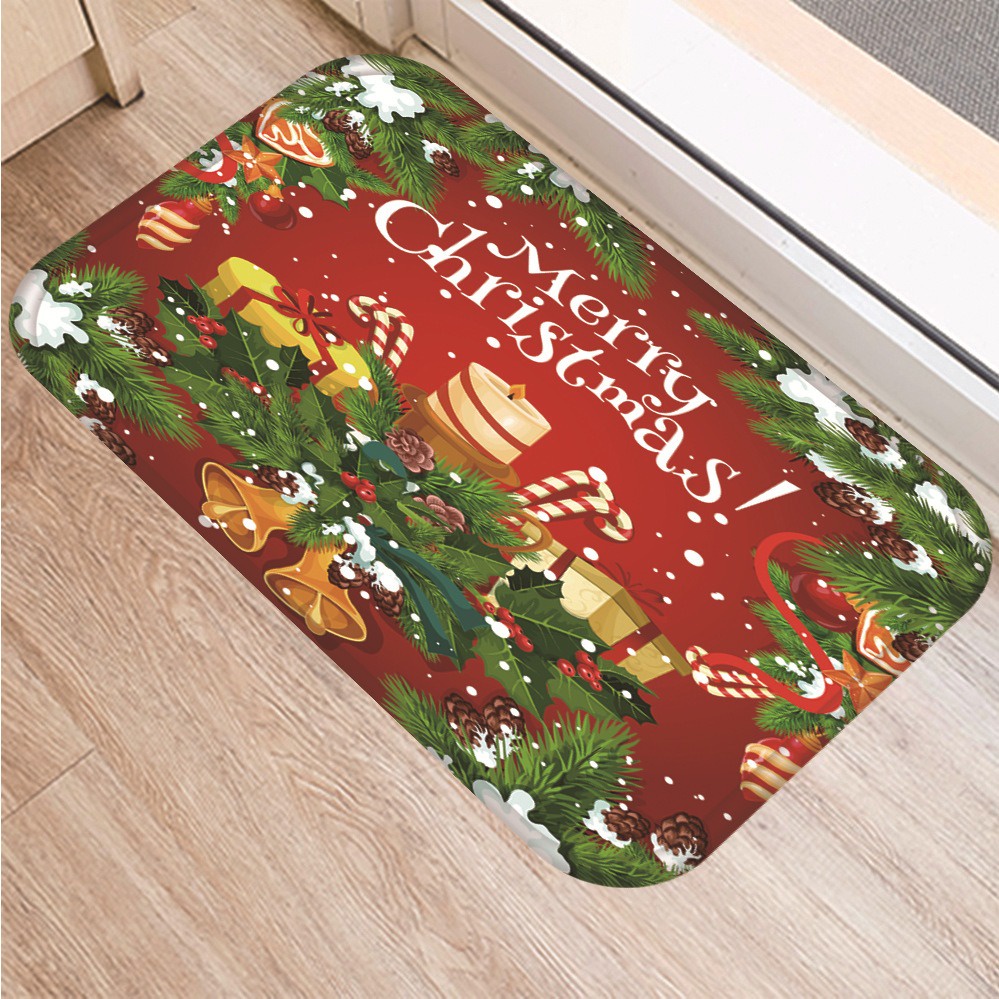 Keset Kaki Natal PREMIUM Antil slip 40 x 60cm Merry Chirstmas Xmas Bulu Halus Tebal Lembut Mat Pintu Kamar Tidur Mandi Tamu Doormat