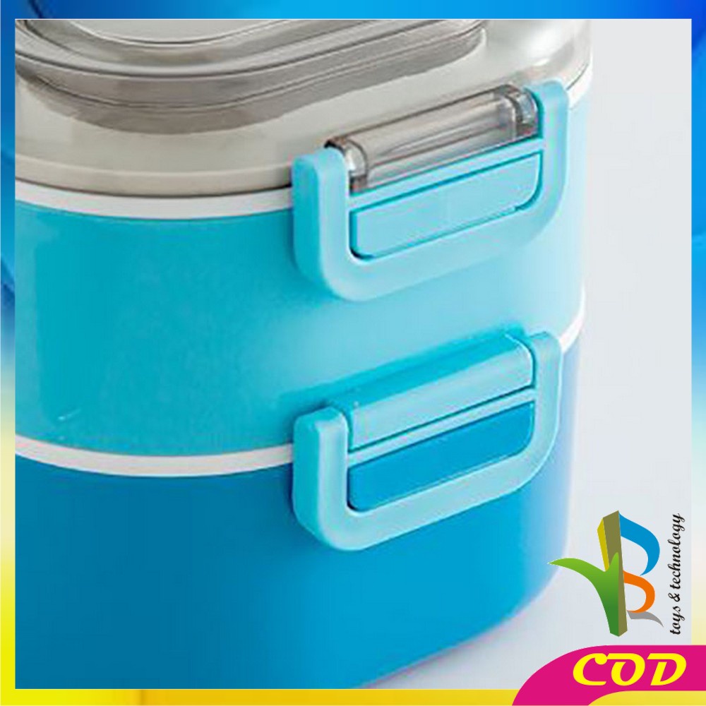 RB-C696 Tempat Makan Set 2 Tingkat Anti Tumpah / Lunch Box Susun Free Sendok Portable / Kotak Bento Tingkat Dengan Pegangan Set BPA FREE  VARIASI