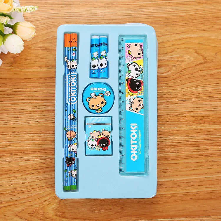 Pensil Set Penggaris Penghapus Rautan Set Warna Warni GMALL-ST0036