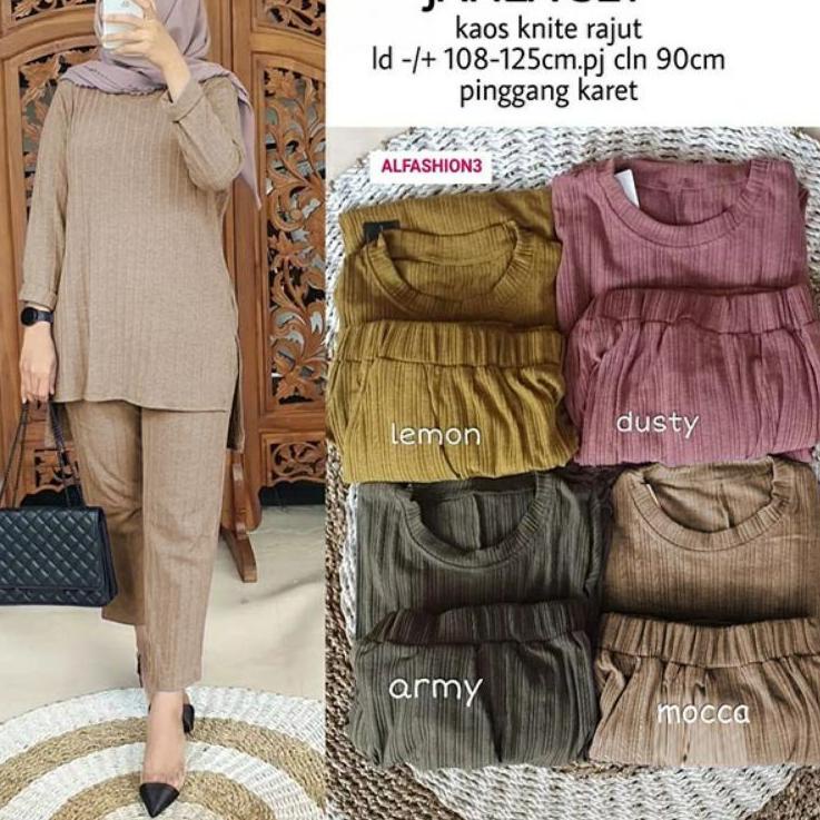 Setelan Celana Wanita Kaos knite LD120 JumboJANEA SET by Mumu Fashion grosir solo [PNG.21De22в]