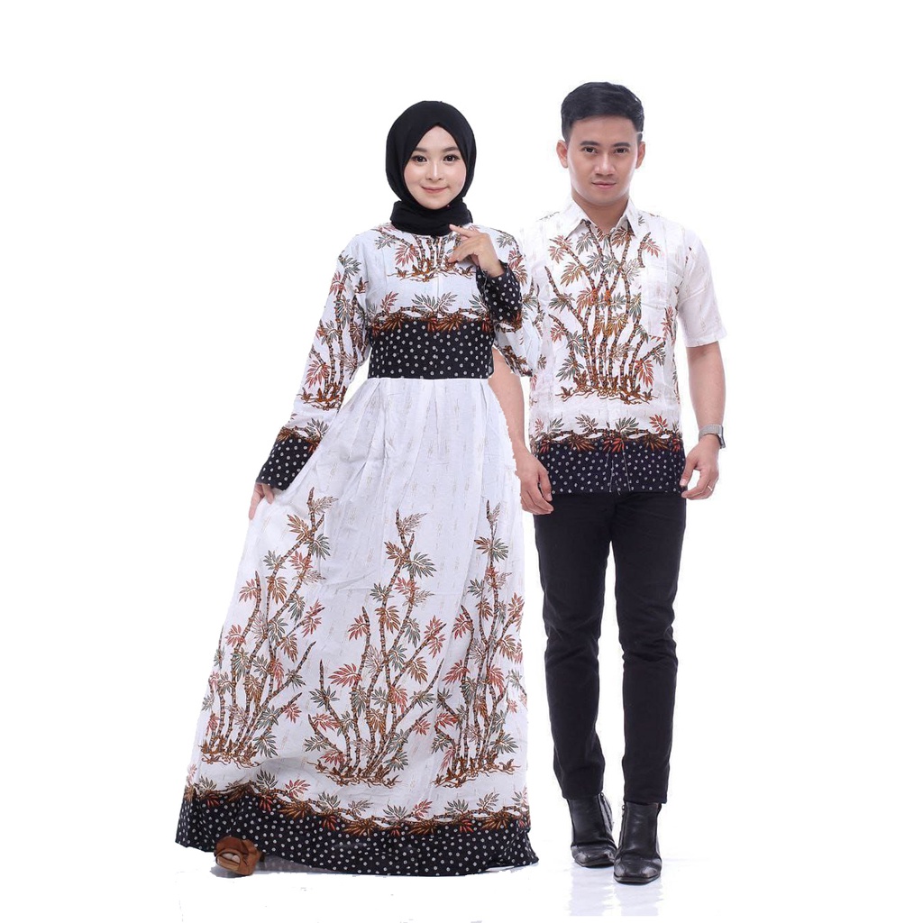 Baju Batik Couple Pasangan Suami Istri - Dress Batik Couple - Couple Gamis Batik