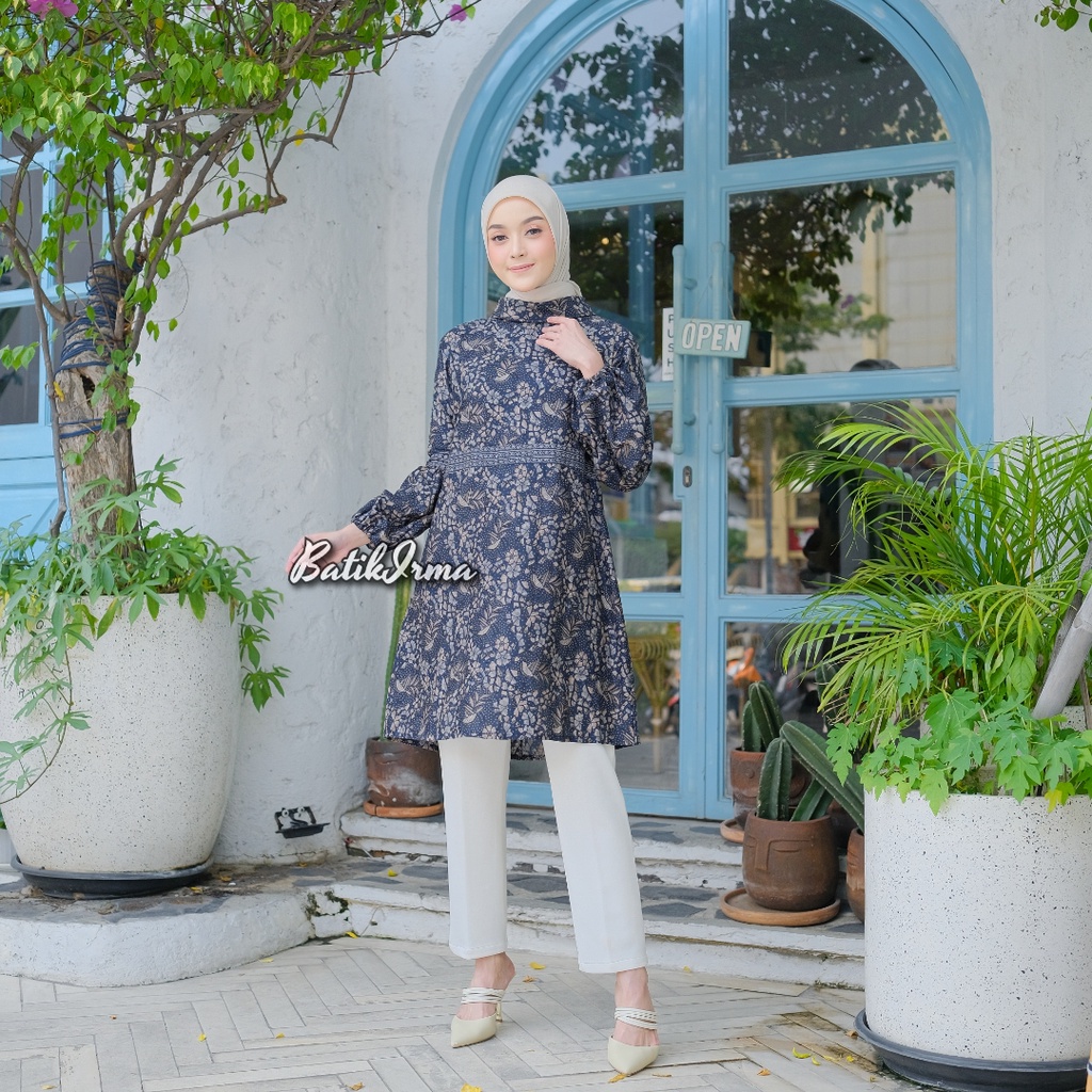 Tunik Batik Wanita Lengan Balon Tunik Batik Terbaru Motif Jaiz Batik Irma