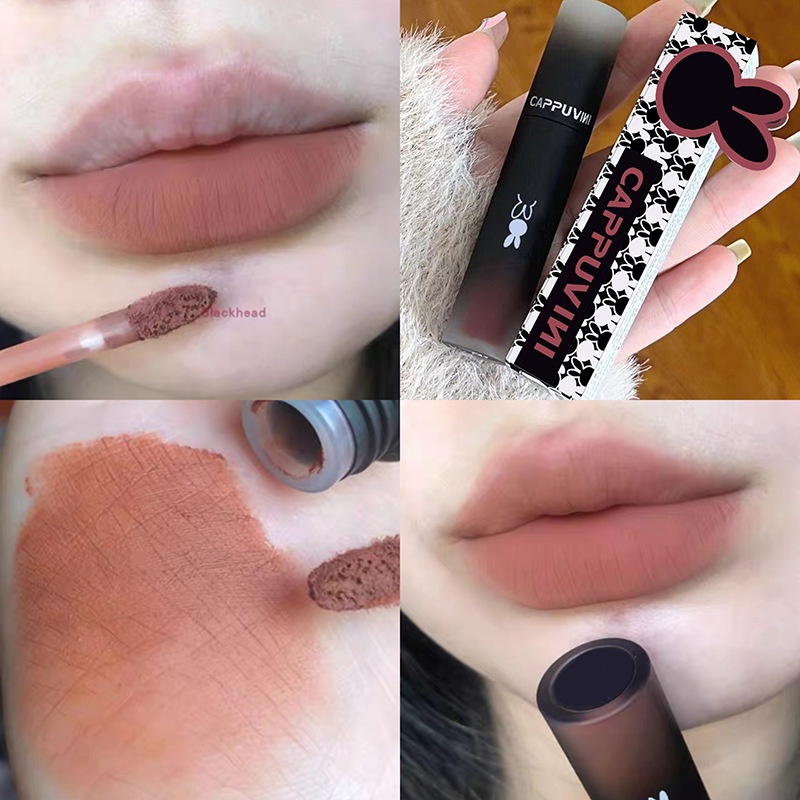 Cappuvini Matte Lip Glaze Dark Series Lipstick Warna Gelap Cappuvini Lipstick Matte Velvet Lip Gloss Waterproof Tahan Lama-06 COCONUT CREAM