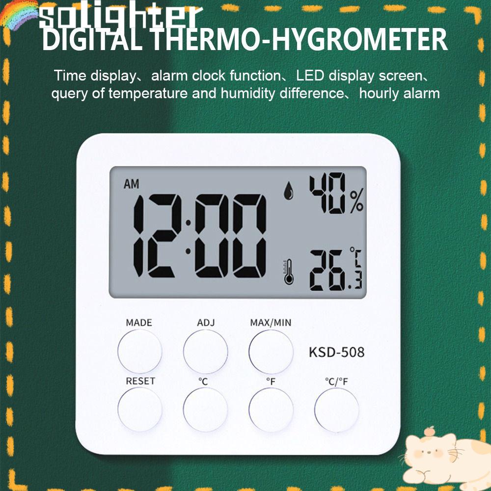 Solighter Digital Thermo-Hygrometer Rumah Nyaman Indoor Desktop Alarm Clock