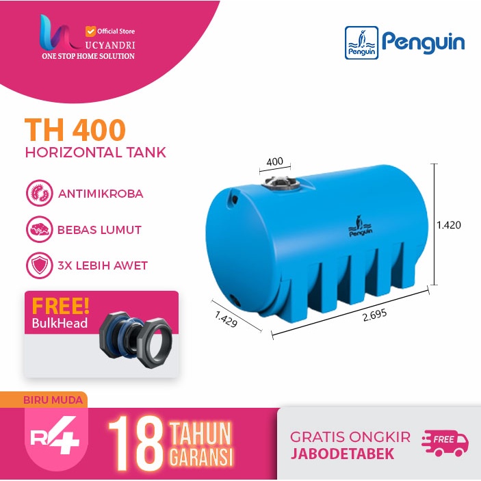 Penguin Tangki Air Horizontal TH 500, Tandon Panjang, Toren Panjang TH 400