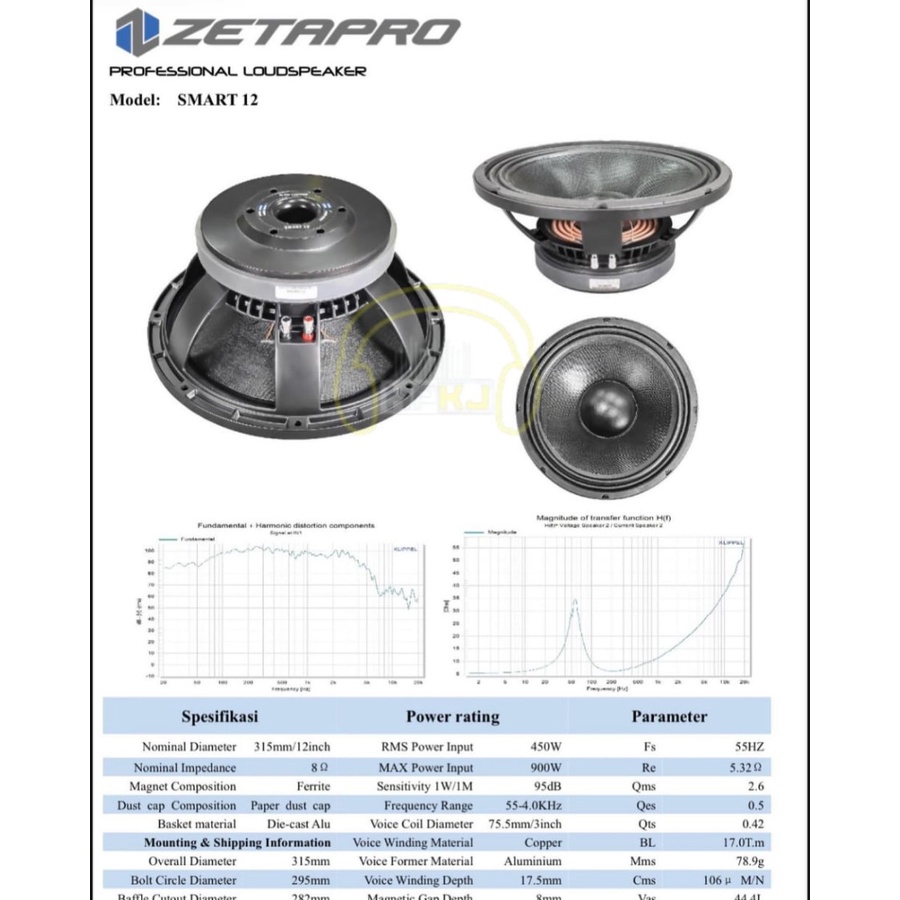 SPEAKER KOMPONEN ZETAPRO SMART 12 INCH Spiker zetapro smart 12"