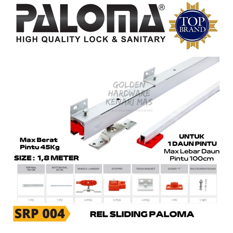 PALOMA SRP 004 Sliding Rell Pintu Geser 1,8M Per Set Aluminium