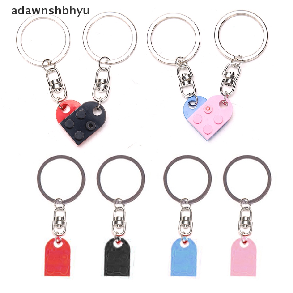 Adawnshbhyu 2Pcs Gantungan Kunci Love Heart Brick Untuk Pasangan Persahabatan Hadiah Perhiasan Ulang Tahun ID