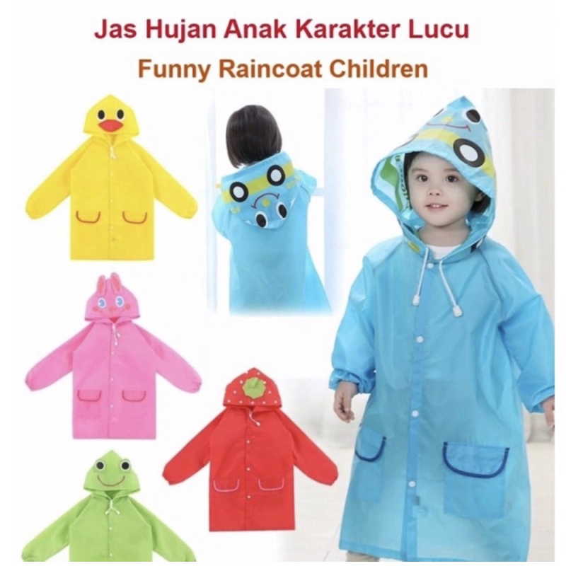 Jas Hujan Anak - Jas Hujan Funny Raincoat Motif Lucu - Jas Hujan Anak Bahan Polyester - Jas Anak