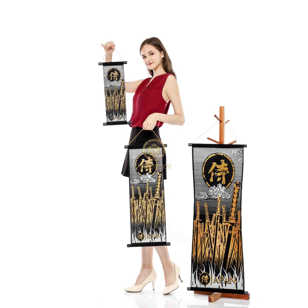 Kanemochi Souvenir - Kakejiku Samurai Sword - Hiasan Dinding Motif Jepang