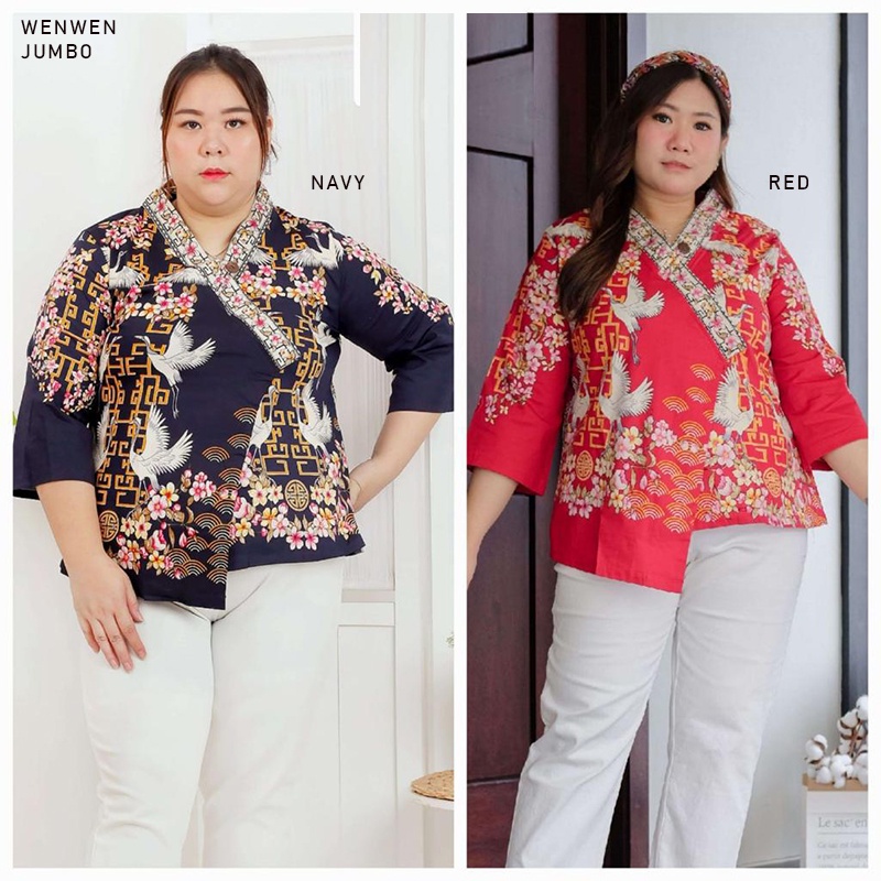 Evercloth Wenwen Atasan Batik Lengan Panjang Wanita Model Kimono Blouse Batik Perempuan Baju Batik Cewek Katun Stretch Premium Batik Couple Family Set