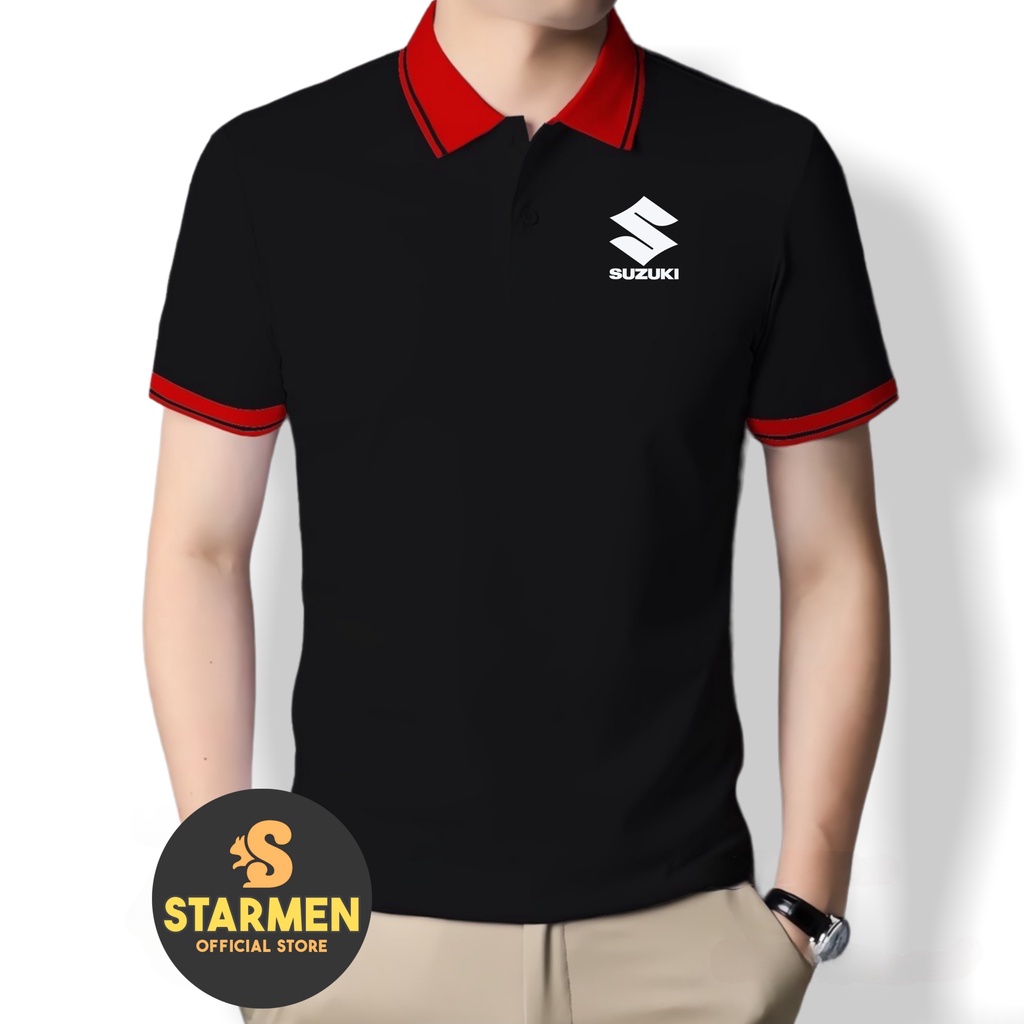 Kaos Polo Atasan Tshirt Pria Kerah Wangki Big List Logo SUZUKI