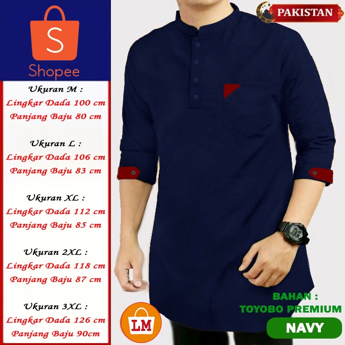 LMS 23448 23450 23452 23454 23457 Baju Koko Quarta Pakistan Bahan Toyobo Premium M L XL XXL XXXL