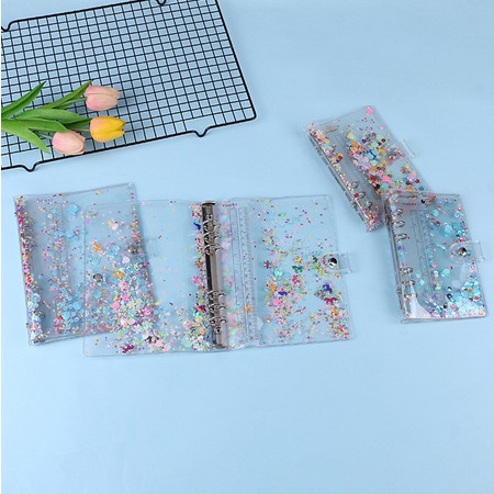 

ST501 - BINDER LOOSE LEAF 6 RING A5 A6 TRANSPARAN PINK BOOK CASE NOTE