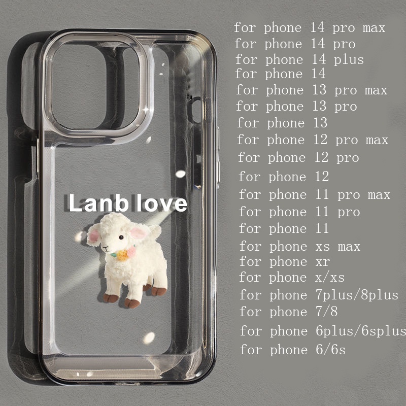 IPHONE Casing Ponsel Lembut Domba Lucu Kompatibel Untuk Casing Iphone14 11 13 12 Pro XS Max X XR 78 6 6S Plus Cover TPU Transparan Tahan Guncangan