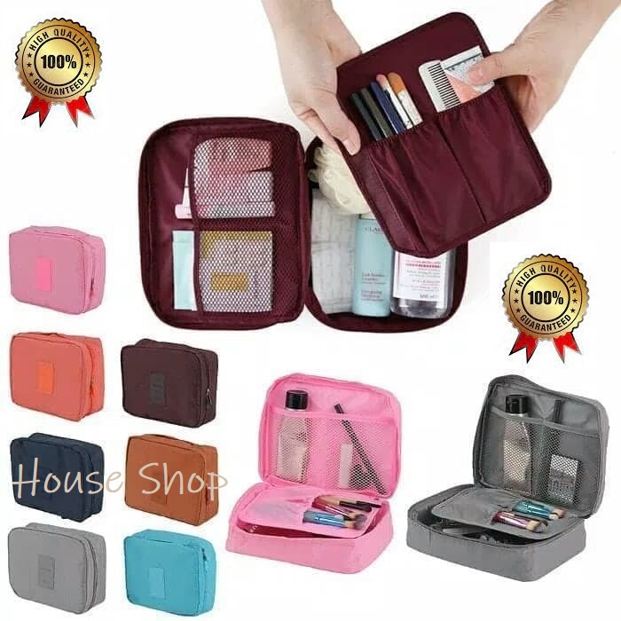 HS-0206 Tas Kosmetik Premium-Organizer Pouch Cosmetic Serba Guna-Travelmate Korean Travel Cosmetic Bag -Tas Traveling Kosmetik